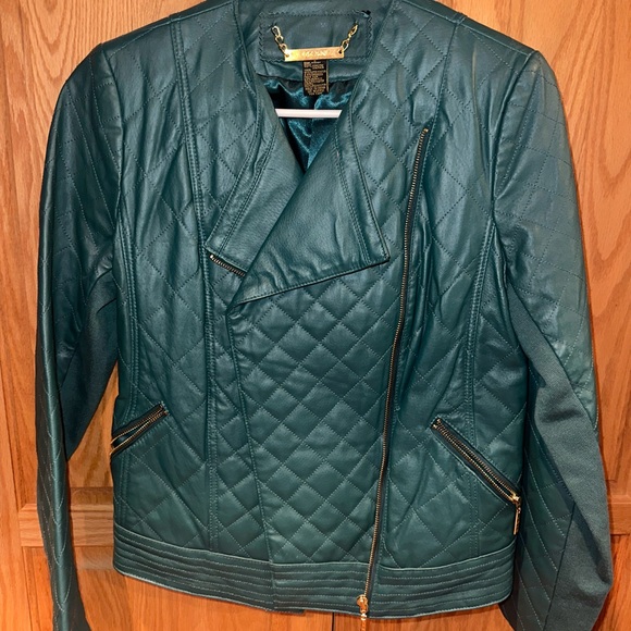 IMANgenuine leather teal green jacket Size S - Picture 9 of 14
